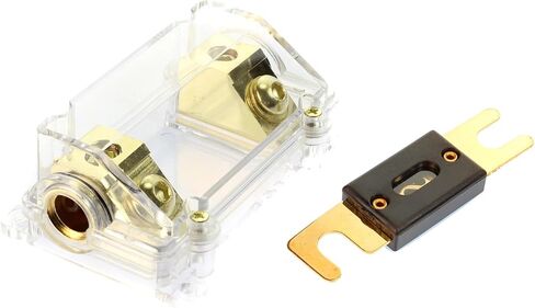 1 Pc Gold Plated High-Current Fuse Holder with Angled Cover - 80 Amp for 0 Gauge Wire - for Car Audio Amplifiers in Saudi Arabia
