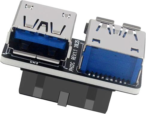 محول منفذ USB 3.0 19/20 Pin إلى USB 3.0 A أنثى مزدوج - توسيع داخلي رأسي للوحة الأم للكمبيوتر الشخصي (أ) in Kuwait