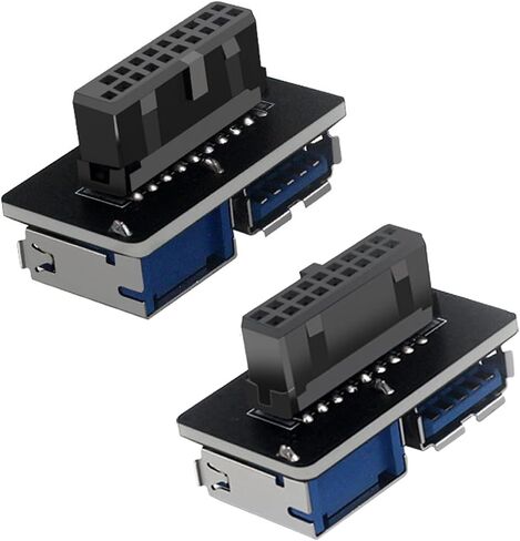 محول منفذ USB 3.0 19/20 Pin إلى USB 3.0 A أنثى مزدوج - توسيع داخلي رأسي للوحة الأم للكمبيوتر الشخصي (أ) in Kuwait