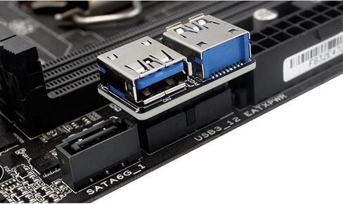 محول منفذ USB 3.0 19/20 Pin إلى USB 3.0 A أنثى مزدوج - توسيع داخلي رأسي للوحة الأم للكمبيوتر الشخصي (أ) in Kuwait