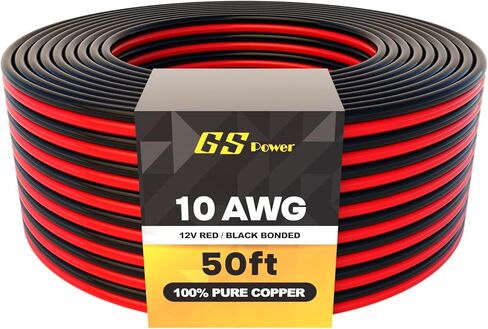 GS Power 8 AWG (American Wire Gauge) OFC Zip Cord Cable for Car Stereo Amplifier Remote Automotive Trailer Harness Hookup Wiring | 25 ft Red & 25' Black Bonded – Pure Copper in Kuwait