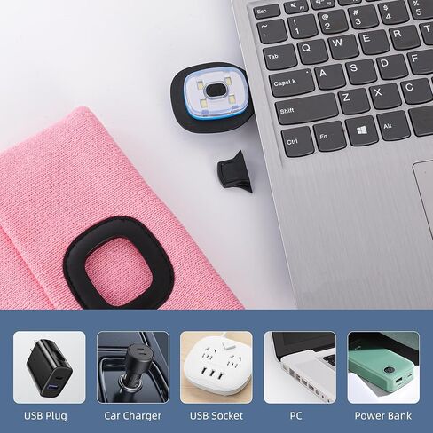 YMHB للجنسين قبعة قبعة قبعة مع الضوء ، USB قابلة لإعادة الشحن LED HAT HAT HAT Light CAP عيد الميلاد مخزن هدايا للرجال الأب الأب زوج (أسود) in Kuwait