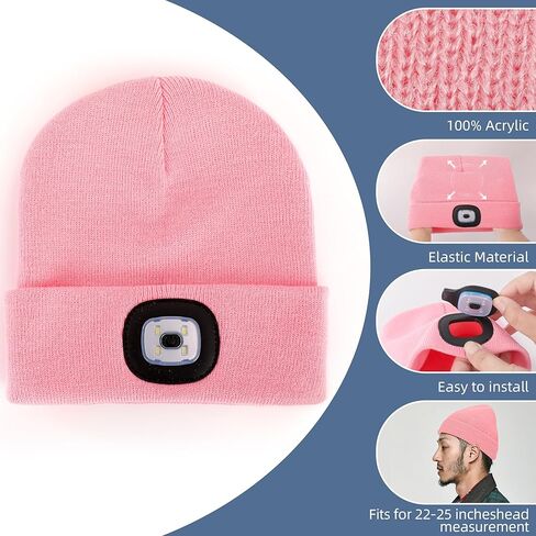 YMHB للجنسين قبعة قبعة قبعة مع الضوء ، USB قابلة لإعادة الشحن LED HAT HAT HAT Light CAP عيد الميلاد مخزن هدايا للرجال الأب الأب زوج (أسود) in Kuwait