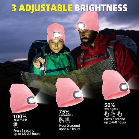 YMHB للجنسين قبعة قبعة قبعة مع الضوء ، USB قابلة لإعادة الشحن LED HAT HAT HAT Light CAP عيد الميلاد مخزن هدايا للرجال الأب الأب زوج (أسود) in Kuwait