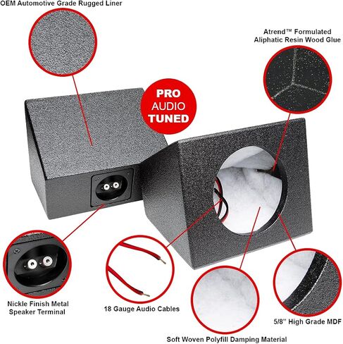 Bbox Pro Audio Tuned 6.5" Speaker Enclosures - Premium Speakers to Enhance Sound and Bass - Nickel Finish Speaker Terminals for Car or Truck - 18 Gauge Audio Cables - Speaker Set of 2 (Charcoal) in Kuwait