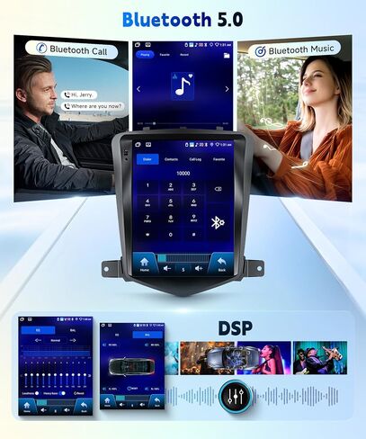 راديو 4G+64G لسيارة Chevy Cruze 2009-2015 ستيريو مع Carplay Android Auto، 5.0 Bluetooth 32EQ، شاشة لمس IPS 9.7 بوصة، FM/RDS GPS WiFi Android 15 AHD كاميرا احتياطية in Kuwait