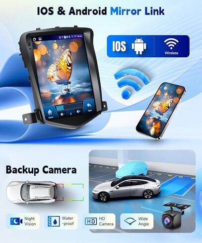 راديو 4G+64G لسيارة Chevy Cruze 2009-2015 ستيريو مع Carplay Android Auto، 5.0 Bluetooth 32EQ، شاشة لمس IPS 9.7 بوصة، FM/RDS GPS WiFi Android 15 AHD كاميرا احتياطية in Kuwait