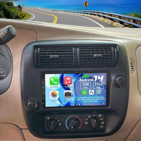 Android 14 Double Din Car Stereo Radio for Ford Ranger 1998-2006, 2G+32G 7" Touchscreen Car Radio w/Wireless Carplay Android Auto GPS WiFi Bluetooth RDS DSP SWC Mic Backup Camera in Saudi Arabia