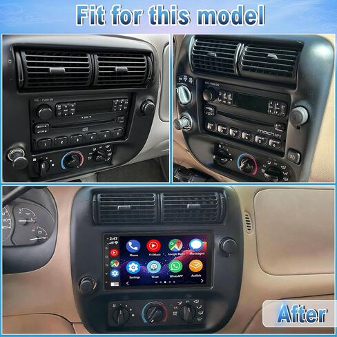 Android 14 Double Din Car Stereo Radio for Ford Ranger 1998-2006, 2G+32G 7" Touchscreen Car Radio w/Wireless Carplay Android Auto GPS WiFi Bluetooth RDS DSP SWC Mic Backup Camera in Saudi Arabia