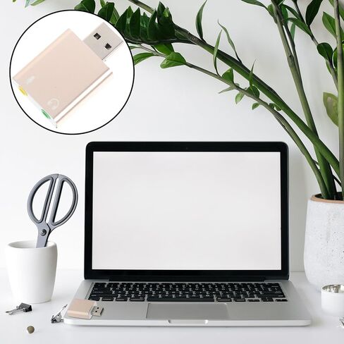 USB External Sound Card Channel Aluminum Alloy Shell USB Audio Interface with Headphone and Microphone Jack Compatible with Laptops Desktops Plug and Play No Driver Random Color in Saudi Arabia