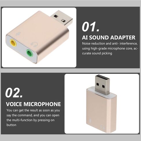 USB External Sound Card Channel Aluminum Alloy Shell USB Audio Interface with Headphone and Microphone Jack Compatible with Laptops Desktops Plug and Play No Driver Random Color in Saudi Arabia