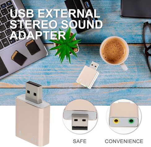 USB External Sound Card Channel Aluminum Alloy Shell USB Audio Interface with Headphone and Microphone Jack Compatible with Laptops Desktops Plug and Play No Driver Random Color in Saudi Arabia