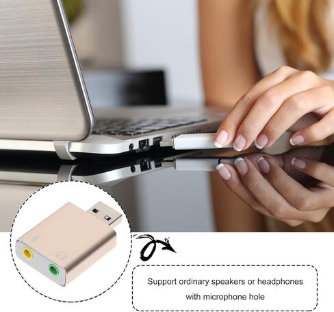 USB External Sound Card Channel Aluminum Alloy Shell USB Audio Interface with Headphone and Microphone Jack Compatible with Laptops Desktops Plug and Play No Driver Random Color in Saudi Arabia