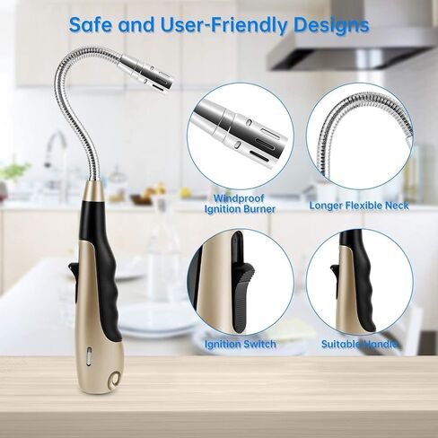 Butane Lighter Long Lighter with Visual Window for BBQ Candle,Gray(No Butane Inside) in Kuwait