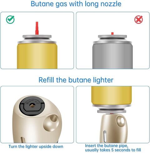 Butane Lighter Long Lighter with Visual Window for BBQ Candle,Gray(No Butane Inside) in Kuwait