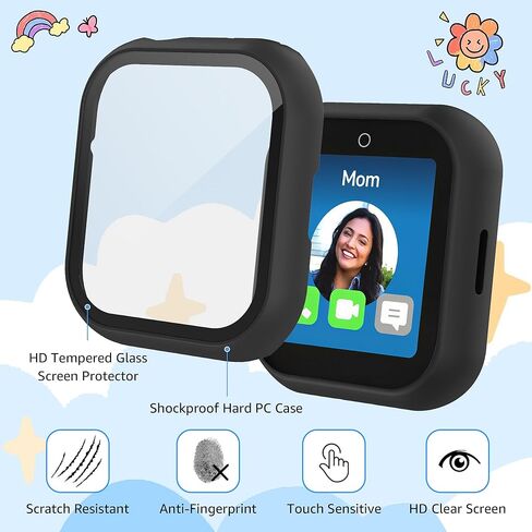 حافظة لساعة SyncUP Kids Watch 2 مع واقي شاشة من الزجاج المقوى، غطاء واقٍ صلب مقاوم للصدمات من البولي كربونات متوافق مع ساعة SyncUP Kids 2 (أسود/أزرق/أخضر/أحمر) in Kuwait