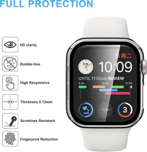 2 Pack Tempered Glass Case Compatible for Apple Watch Series 10 (2024) 42mm, Hard PC Screen Protector Overall Protection Ultra-Thin Lightweight Scratch-Resistant Cover for iWatch, Clear in Saudi Arabia