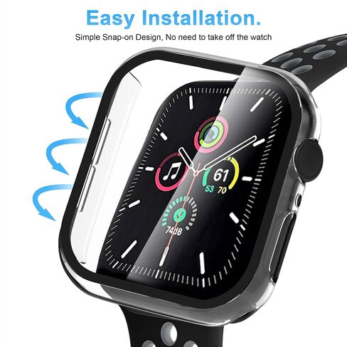 2 Pack Tempered Glass Case Compatible for Apple Watch Series 10 (2024) 42mm, Hard PC Screen Protector Overall Protection Ultra-Thin Lightweight Scratch-Resistant Cover for iWatch, Clear in Saudi Arabia