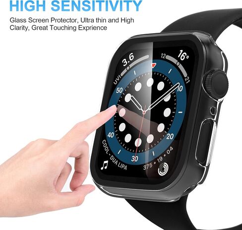 2 Pack Tempered Glass Case Compatible for Apple Watch Series 10 (2024) 42mm, Hard PC Screen Protector Overall Protection Ultra-Thin Lightweight Scratch-Resistant Cover for iWatch, Clear in Saudi Arabia