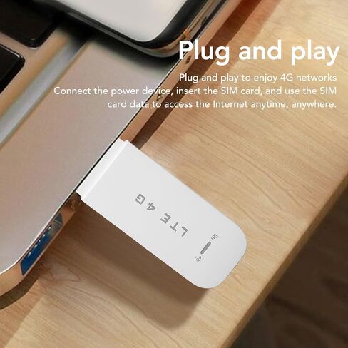 VBESTLIFE 4G LTE USB WiFi Dongle، مودم WiFi محمول بسرعة 150 ميجا بت في الثانية مع فتحة لبطاقة SIM، محول شبكة راوتر هوت سبوت المحمول يدعم 10 مستخدمين (أسود) in Kuwait