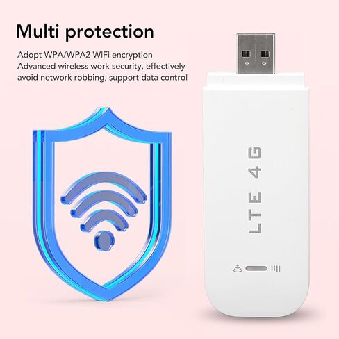 VBESTLIFE 4G LTE USB WiFi Dongle، مودم WiFi محمول بسرعة 150 ميجا بت في الثانية مع فتحة لبطاقة SIM، محول شبكة راوتر هوت سبوت المحمول يدعم 10 مستخدمين (أسود) in Kuwait