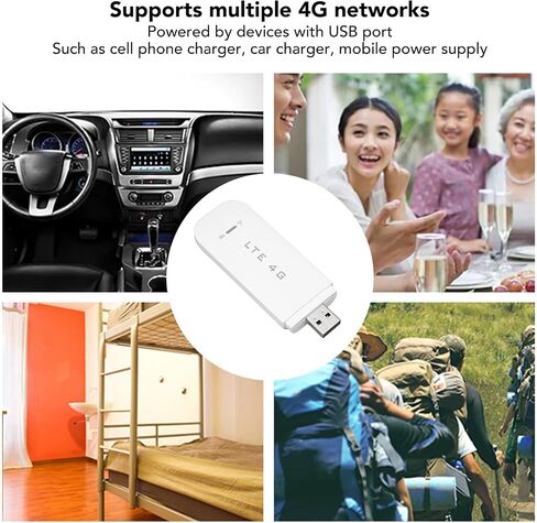 VBESTLIFE 4G LTE USB WiFi Dongle، مودم WiFi محمول بسرعة 150 ميجا بت في الثانية مع فتحة لبطاقة SIM، محول شبكة راوتر هوت سبوت المحمول يدعم 10 مستخدمين (أسود) in Kuwait
