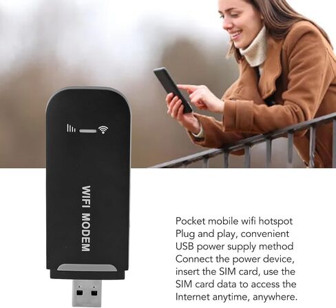 VBESTLIFE 4G LTE USB WiFi Dongle & Mobile Hotspot Router, 150Mbps Portable Travel Modem with SIM Card Slot, 10 Users, B1 3 7 8 20 38 40 41 (White) in Saudi Arabia