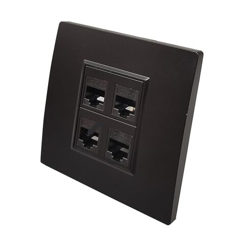 لوحة مقبس توسيع سوداء ذات 4 منافذ CAT6 RJ45 أنثى مقاس 86 × 86 مم in Kuwait