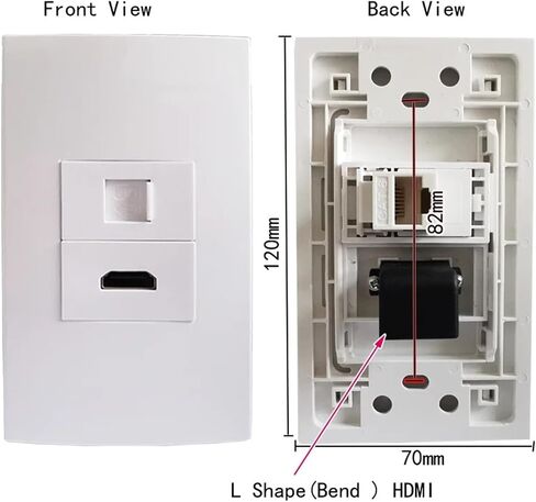 White HDMI2.0 with CAT6 RJ45 LAN Female to Female Wall Plate Network Extender(86 Bend HDMI) in Saudi Arabia