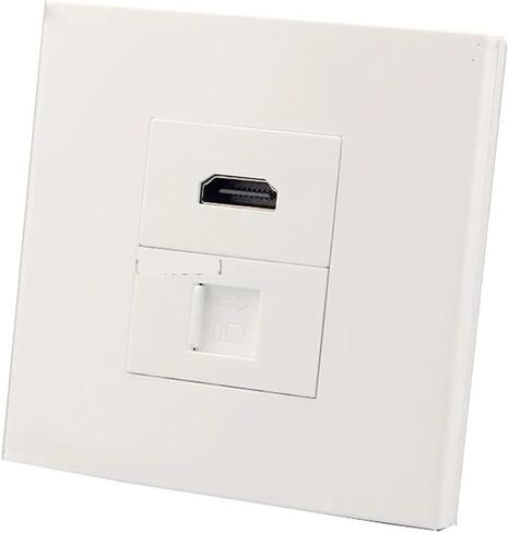 White HDMI2.0 with CAT6 RJ45 LAN Female to Female Wall Plate Network Extender(86 Bend HDMI) in Saudi Arabia