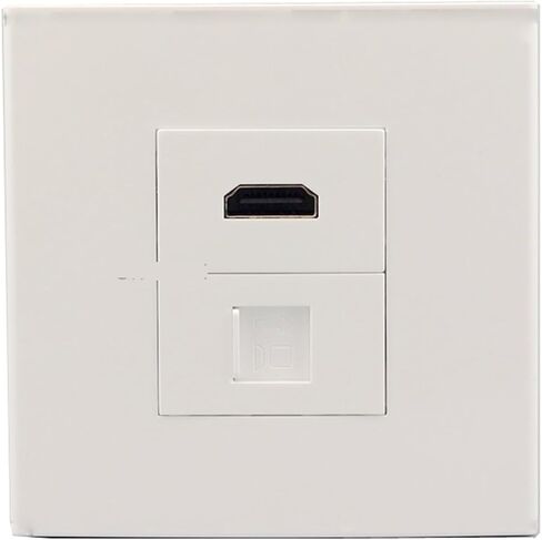 White HDMI2.0 with CAT6 RJ45 LAN Female to Female Wall Plate Network Extender(86 Bend HDMI) in Saudi Arabia