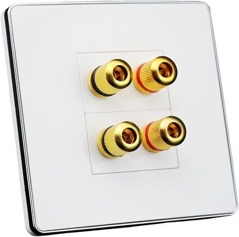 Glossy 4-Port Speaker Wall Mount Plate with Four Gold-Plated connectors in Saudi Arabia