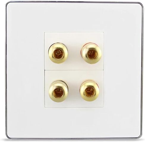 Glossy 4-Port Speaker Wall Mount Plate with Four Gold-Plated connectors in Saudi Arabia