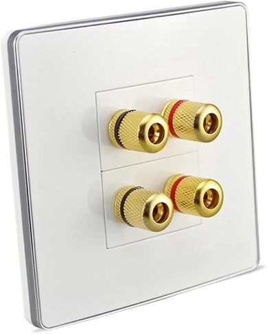 Glossy 4-Port Speaker Wall Mount Plate with Four Gold-Plated connectors in Saudi Arabia