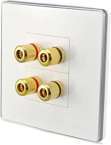 Glossy 4-Port Speaker Wall Mount Plate with Four Gold-Plated connectors in Saudi Arabia