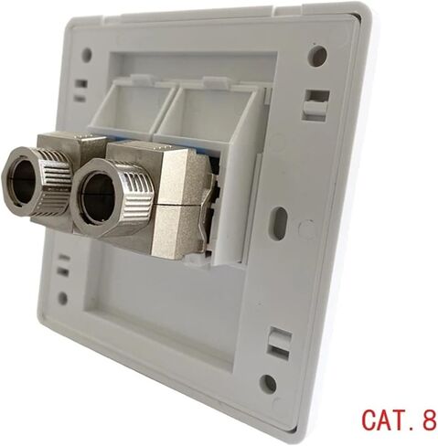 2-Port CAT8 RJ45 Wall Panel 40Gbps Ultra-high-Speed CAT.8 LAN Network Panel(Two Ports CAT7) in Saudi Arabia