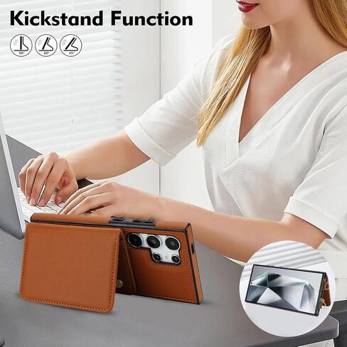 Asuwish Phone Case for Samsung Galaxy S25 Ultra 5G Wallet Cell Cover with Tempered Glass Screen Protector Wrist Crossbody Strap RFID Blocking Card Holder S25Ultra 25S S 25 25Ultra 6.9 2025 Women Brown in Saudi Arabia