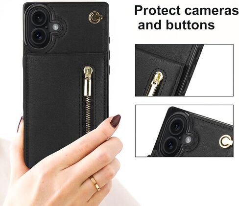 Crossbody Wallet Case for Apple 17 Pro Max, PU Leather Removable Lanyard Flip Folio Zipper with Kickstand Case Cover for iPhone 17 Pro Max.Bag Black in Saudi Arabia