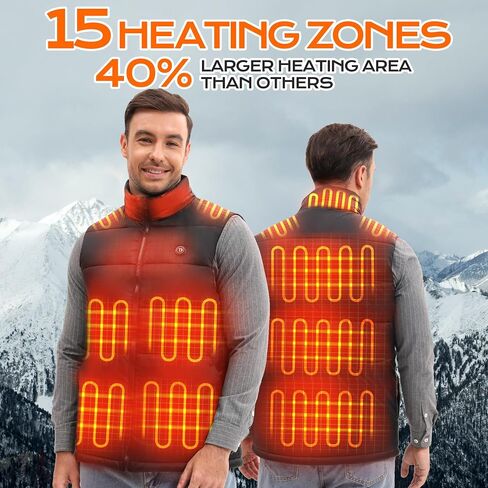 Heated Vest Men with Battery Pack Included 16000mAh, Lightweight 15-Zones Electric Warming Heating Vests for Winter in Saudi Arabia
