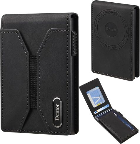 Denior for MagSafe Wallet Magnetic Card Holder, RFID Slim Card Holder, 3 Card Slots, Magnetic Compatible Slim for iPhone 16/15/14/13/12 Series Phone Wallet (Black) in Saudi Arabia