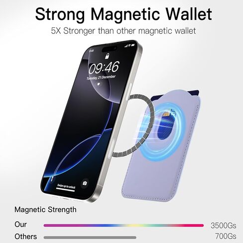 MOWIME متوافق مع محفظة MagSafe، نمط طباعة الفهد الفهد للنساء والفتيات، محفظة هاتف حامل بطاقة مغناطيسية أقوى لسلسلة iPhone 17/16/15/14/13/12، تناسب 3 بطاقات، أسود in Kuwait