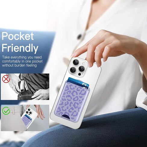 MOWIME متوافق مع محفظة MagSafe، نمط طباعة الفهد الفهد للنساء والفتيات، محفظة هاتف حامل بطاقة مغناطيسية أقوى لسلسلة iPhone 17/16/15/14/13/12، تناسب 3 بطاقات، أسود in Kuwait