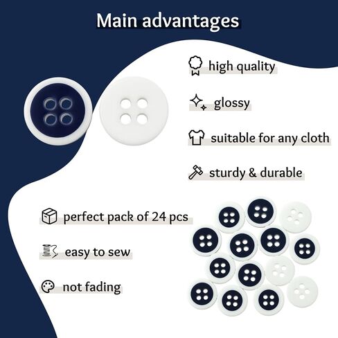 12 Pcs Beige Sewing Buttons 0.35 inch Shirt Buttons 4 Hole Cream Buttons 14L Plastic Buttons Design Buttons White Round Buttons for Crafts DIY Pants Shorts Skirts Shirts Dress in Saudi Arabia