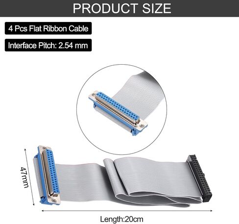MECCANIXITY 4 Pcs IDC Flat Ribbon Cable, 2.54mm Pitch 47mm Width 20cm Long 40 Pin Female DB37 to FC-40 Flat Ribbon Connector Jumper Wire for PC, LED Displays in Saudi Arabia