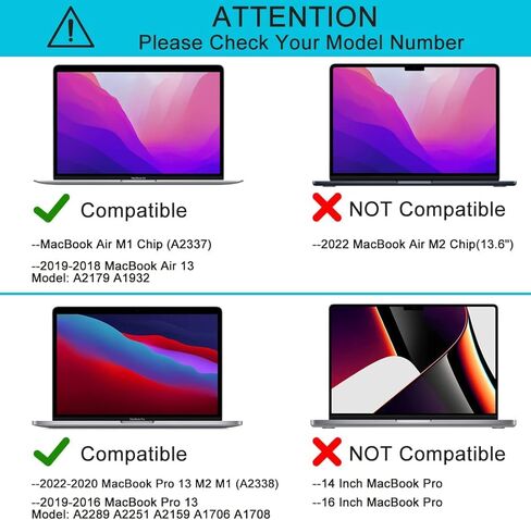 واقي شاشة زجاجي لـ 13 بوصة MacBook Pro 13 M2 M1 2016-2022، MacBook Air 13 M1 2018-2021 (Pro Model: M2 M1 A2338 A2289 A2251 A2289 A2251 A2159 A1706 A1708 A1989، Air Model: A2337 M1 A2179 A1932) in Saudi Arabia