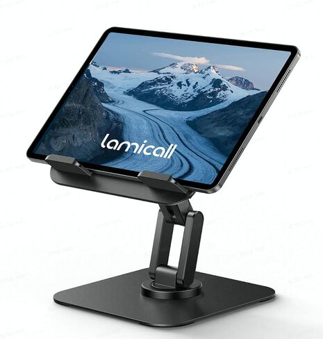 حامل كمبيوتر لوحي دوار من Lamicall للمكتب - [قابل للتعديل بالكامل] [قابل للطي والمحمول] حامل iPad بقاعدة شديدة التحمل، حامل كمبيوتر لوحي لأجهزة 4.7-13 بوصة، 2025 iPad Pro Air Mini، Kindle، iPhone 17 Pro Max in Kuwait