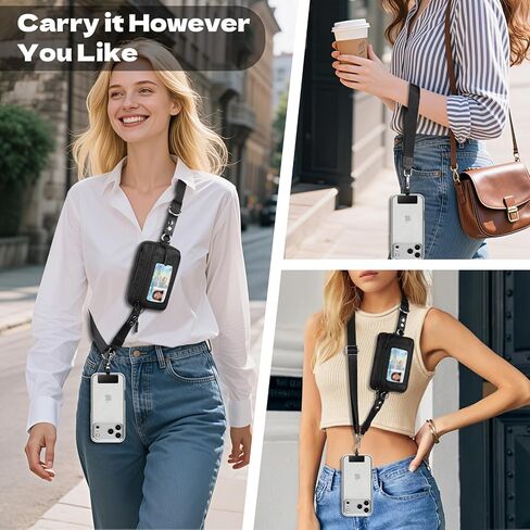 TiMOVO Clip and Go Phone Strap Crossbody with Detachable Wallet, RFID Blocking, Adjustable Anti-Theft Phone Lanyard in Kuwait