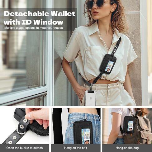 TiMOVO Clip and Go Phone Strap Crossbody with Detachable Wallet, RFID Blocking, Adjustable Anti-Theft Phone Lanyard in Kuwait