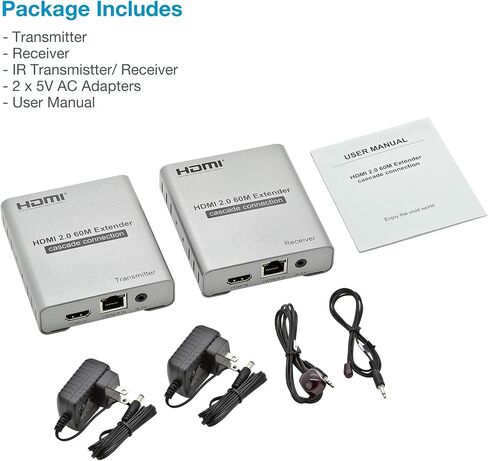 ET4K100M 4K@30 هرتز HDMI 1.4 موسع فوق Cat5e/Cat6/Cat7 - 330 قدمًا (100 متر)، HDCP 1.4، مع حلقة للخارج، ومرور الأشعة تحت الحمراء وحماية من زيادة التيار in Kuwait