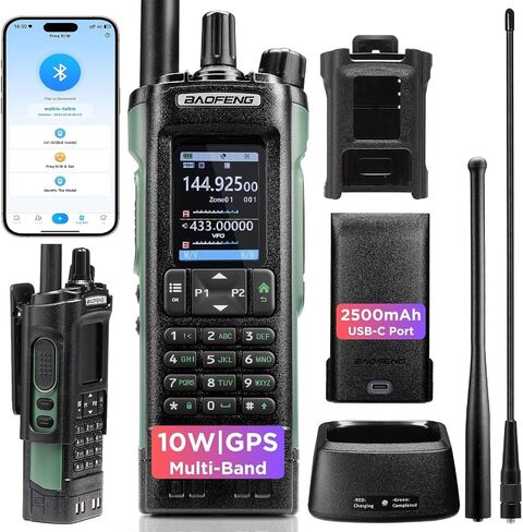 راديو BAOFENG UV-32 10W Ham محمول باليد، راديو طويل المدى ثنائي الاتجاه متعدد النطاق مع نظام تحديد المواقع العالمي (GPS)، تطبيق غرد ولاسلكي قابل للبرمجة، شاشة ملونة كبيرة 2.0 بوصة، 1000 قناة، منفذ شحن USB-C، نطاق هوائي طويل للغاية ANT in Saudi Arabia